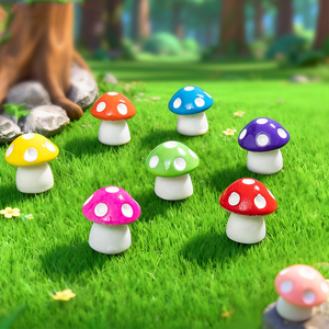 Colorful Resin Mini <b>Mushroom</b> Figurine Miniatures for Landscape <b>Decorations</b> Moss Plant Charm Desktop Ornaments DIY Accessories - Product Image 2