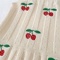Robe d'été de haute qualité, sans manches, en pur coton, pour nouveau-nés, filles, bébés, robe tricotée avec jacquard cerise