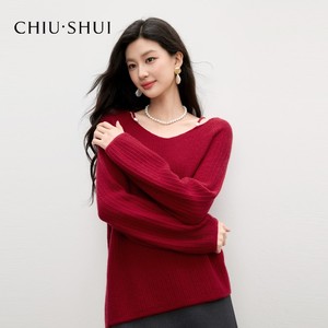 Automne nouveauté femmes <span class=keywords><strong>blanc</strong></span> <span class=keywords><strong>col</strong></span> en <span class=keywords><strong>V</strong></span> tricoté haut décontracté Dates courses quotidiennes ajoute élégant charme bordure garde-robe - Product Image 1