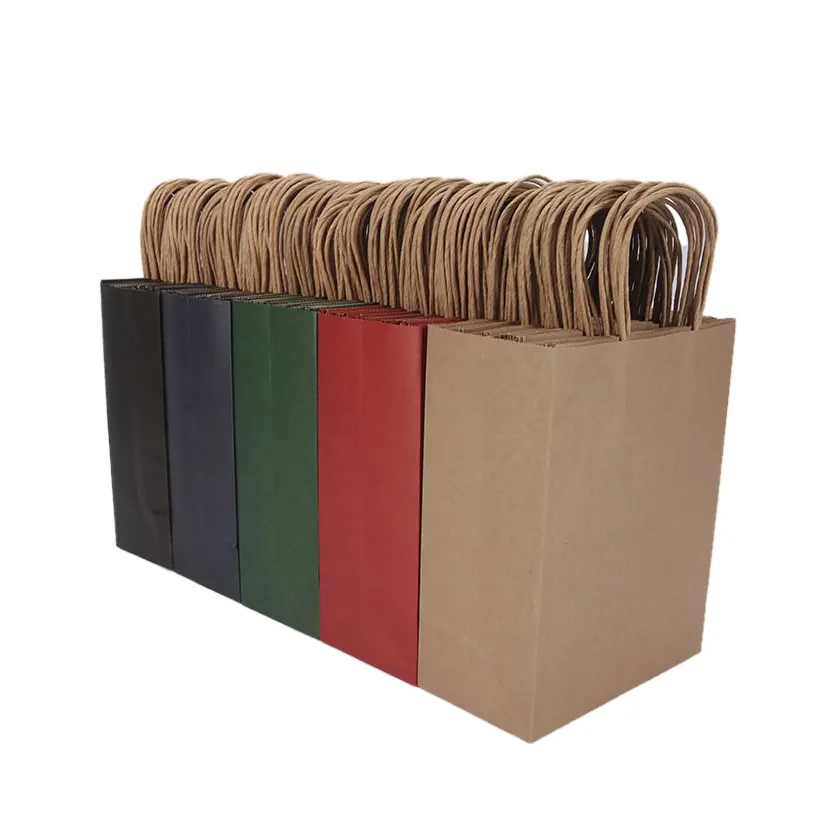 Bolsas de papel Kraft marrón con logotipo con papel Impresión ecológica Embalaje de ropa Zapatos y ropa de impresión offset hechos a mano Aceptamos