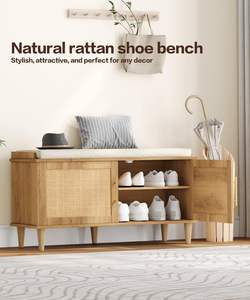 <span class=keywords><strong>Banc</strong></span> de Rangement à Chaussures Wenfeng OEM/ODM Moderne avec Étagère Réglable, Pieds en Bois Massif Naturel et Coussin pour <span class=keywords><strong>Entrée</strong></span> - Product Image 5