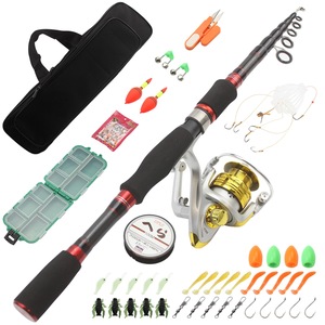 Ensemble de cannes à pêche Searcher Lure, 47 cm, rétractables, en fibre de carbone, avec moulinet et accessoires pour la pêche en plein air - Product Image 1