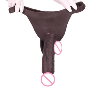 Schwarze Farbe Riemen auf hohlen realistischen Dildo Silikon Riemen Penis Ärmel Hosen Schwanz vergrößerung Sexspielzeug für Männer - Product Image 5