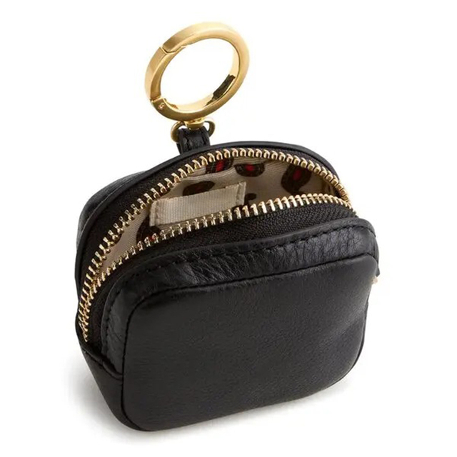 Portable PU Leather Earbud Case with Keychain Small Waterproof Zipper Pouch for Earphones and Accessories