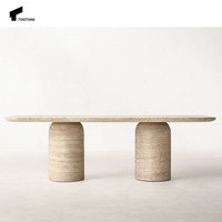 Table à manger minimaliste personnalisée en travertin naturel Tostone pour l'entrée, le salon, le hall, l'hôtel, la décoration intérieure de la villa