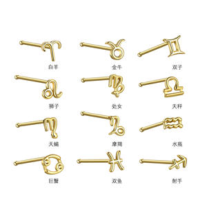 Uñas pequeñas de plata de ley <span class=keywords><strong>2022</strong></span> para hombre <span class=keywords><strong>y</strong></span> mujer, joyería para piercing de cabeza redonda, con textura ligera de lujo del zodiaco 12, novedad de 925 - Product Image 3