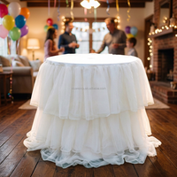 Jupe de table en tulle multicouche Muwei, nappe ronde à volants pour mariage, anniversaire, fête prénatale, décoration de fête