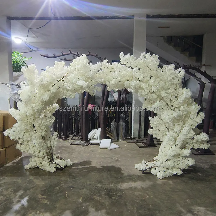 Tanaman buatan 2m, tanaman buatan dan bunga luar ruangan, pohon bunga sakura putih untuk dekorasi pesta pernikahan