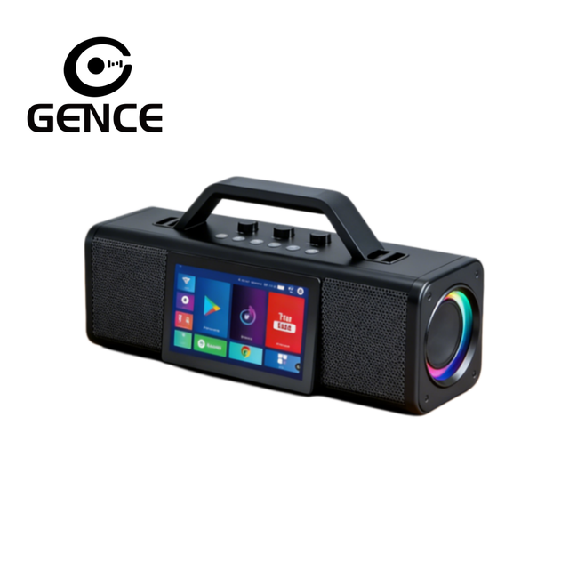 GENCE Portable Smart Screen Speaker HD Display for 5.0 AUX RGB LED Lighting 50-100W Output Plastic for Home Outdoor Use