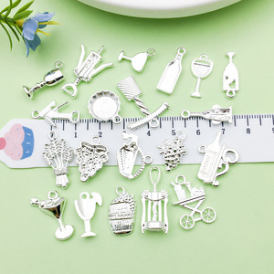 Colgante con temática de vino de aleación de plata, formas mixtas, accesorios de joyería DIY para hacer pulseras y collares - Product Image 3