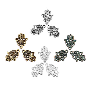Colgante de palma hueco de aleación 21x15mm en plata antigua, oro y bronce para accesorios de joyería DIY, pulseras y collares - Product Image 1