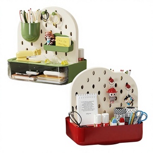 Boîte de <span class=keywords><strong>rangement</strong></span> de <span class=keywords><strong>bureau</strong></span> en PP avec trous, motif dessin animé mignon et amusant, organiseur de papeterie pour étudiants, <span class=keywords><strong>tiroir</strong></span> de <span class=keywords><strong>bureau</strong></span>, porte-stylos - Product Image 1