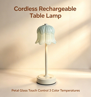 Lampe de table rechargeable Orchid, style nordique minimaliste, sans fil, en verre et métal, pour la chambre à coucher, le salon, décoration