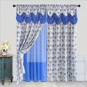 Multi-color Luxury Design Jacquard <strong>Window</strong> Curtain <strong>Panel</strong> with Attached Waterfall Valance Taffeta Backing Included for Home - Product Image 5