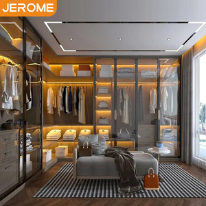 Fabbrica personalizzare il nuovo Design stile italiano guardaroba guardaroba armadio in metallo cornice di vetro porta con cabina armadio - Product Image 3