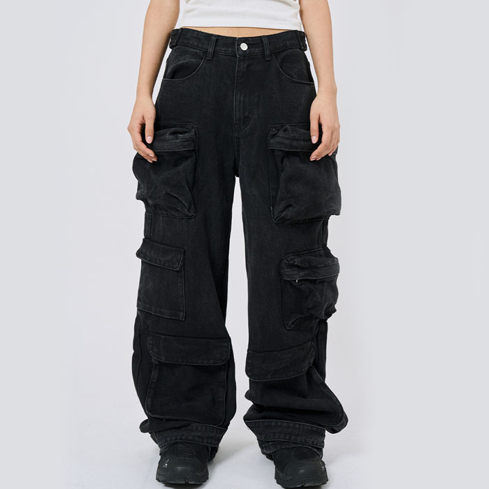 Shop Vintage Sun Faded Washed Denim Cargo Jeans for Men
