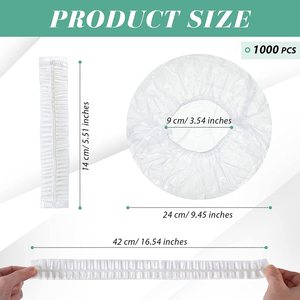 100 unids/bolsa al por mayor impermeable personalizado Pe plástico transparente cubierta de pelo gorros de <span class=keywords><strong>ducha</strong></span> desechables - Product Image 4