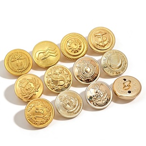 Gold Metal Shank <b>Buttons</b> Round Embossed Logo Classic Style Uniform <b>Buttons</b> - Product Image 2