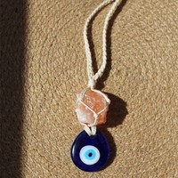 Produits spirituels, pierres de guérison en cristal brut naturel, ornements suspendus pour voiture contre le mauvais œil