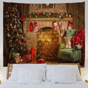<span class=keywords><strong>Tapiz</strong></span> Navideño Personalizado de PVC <span class=keywords><strong>para</strong></span> el Hogar, Árbol de Navidad, Chimenea de Ladrillos, Calcetines Navideños, Tapices Decorativos <span class=keywords><strong>para</strong></span> la Sala de Estar - Product Image 4