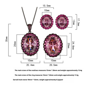 High Quality Eco-friendly Copper Gold Plated Oval Cut 15*20MM Zircon Pendant <b>Earrings</b> <b>Set</b> Statement Jewelry <b>Sets</b> - Product Image 2