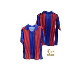 Retro 91-92 Mùa Barcelona- Home Player Retro Jersey Ngắn Tay Màu Đỏ Màu Xanh Dải Bóng Đá Jersey Cổ Điển Bóng Đá Jersey