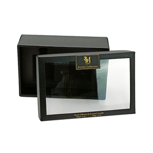 Tapa reciclable con logotipo personalizado y base de embalaje de <span class=keywords><strong>regalo</strong></span> caja de papel plegable negra con ventana transparente - Product Image 1