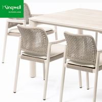 Chaises de salle à manger d'extérieur modernes en corde tressée avec structure en aluminium, résistantes à l'eau, pour villas, jardins, patios, salons et hôtels