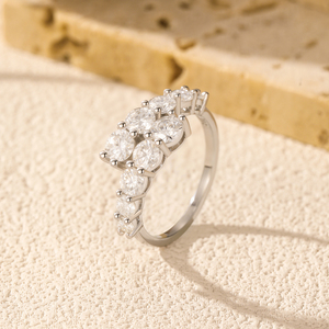 925 Sterling <b>Silver</b> High-End Luxury Moissanite Geometric Eternity Band <b>Ring</b> for Women Wedding Engagement <b>Statement</b> Jewelry - Product Image 5