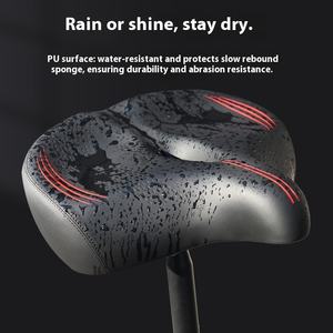 Sillín de <span class=keywords><strong>Bicicleta</strong></span> Extra Grande de Cuero PU para <span class=keywords><strong>Hombre</strong></span>, Amplio, con Espuma Viscoelástica, Absorbente de Impactos, Engrosado, para Ciclismo de Montaña, Ventilación Simple - Product Image 4