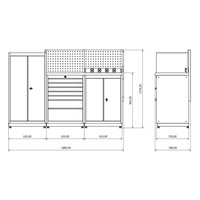 Système d'armoires à outils modulaires en acier laminé à froid avec revêtement en poudre OEM pour garages de mécaniciens Bodur BD361808 Garantie de 2 ans IP44