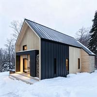 Villa préfabriquée moderne de luxe en acier léger avec toit triangulaire, 3 chambres, structure en acier, design élégant