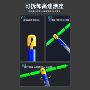 Aohu Detachable Silicone <b>Float</b> Seat Quick Release For <b>Fishing</b> <b>Floats</b> 2# Line Up Stream River Use - Product Image 3