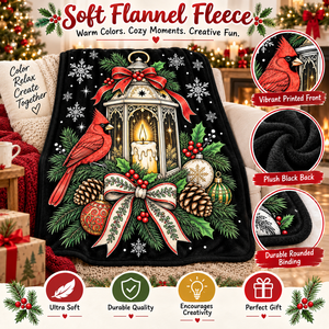 Manta de Franela Suave para Colorear con Diseño Navideño de Linterna y Cardenales, Reverso Negro de Felpa, Rectangular, Decoración para el Hogar, Cálida para el Invierno - Product Image 5