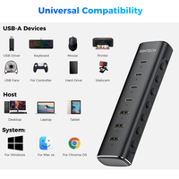 Hub Portabel 7-in-1 Multifungsi Aluminium USB C dengan 4 Port USB-C dan 3 Port USB-A, Pembagi Data 10Gbps untuk Desktop dan Laptop