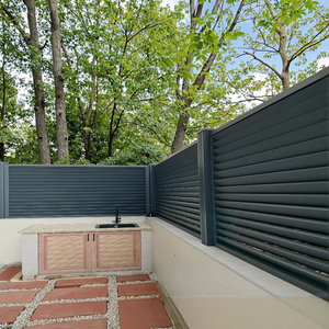 Clôture de jardin en aluminium gris de conception nouvelle, panneau de clôture horizontal plat en forme de nouilles, écran de confidentialité en aluminium pour jardin, clôture de cour - Product Image 3