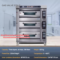 Four à gaz commercial de grande taille, personnalisé, à 3 étages, 6 plateaux, pour pain et pizza, avec jauge numérique