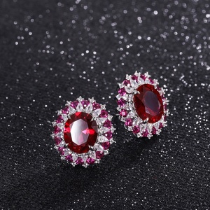 Wholesale Eco-friendly Copper Oval Cut 12*16MM Cubic Zirconia Ladies <b>Earrings</b> Jewelry <b>Set</b> for Everyday Wear - Product Image 4