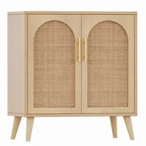 Buffet moderne Armoire de rangement en rotin avec portes Accent Salle de bain Armoire de sol pour le salon Entrée