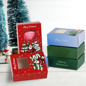 Cajas <span class=keywords><strong>de</strong></span> Jabón Navideñas <span class=keywords><strong>de</strong></span> Papel Kraft en <span class=keywords><strong>4</strong></span> Colores, con Ventana, para Jabón Artesanal, Envases Desechables para Llevar Postres - Product Image 5