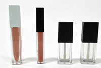 Gloss à lèvres transparent avec capuchon carré noir, effet brillant et pailleté au beurre de karité, pour la vente en gros et les marques privées