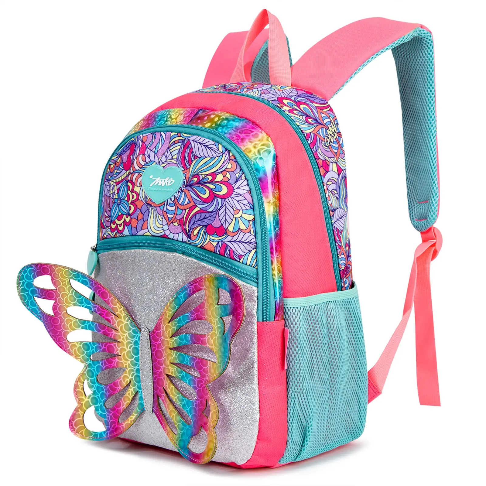 Girls Back To School Water Proof 3D Glitter Butterfly Animal Children Kids Backpacks Bags