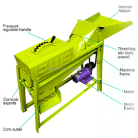 Machine à décortiquer manuelle multifonctionnelle à moteur diesel de petite taille à haut rendement pour le maïs, les grains, les haricots, le blé
