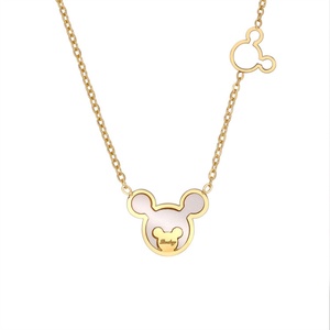 Cute Cool Cartoon Mickey <b>Mouse</b> Charms Pendant Stainless Steel Gold Plated Triple Layer Chain Necklace Party Wedding Anniversary - Product Image 2