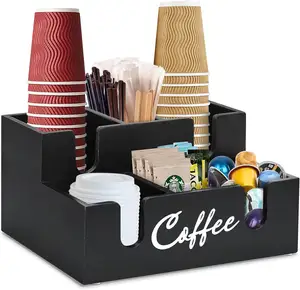 Dùng một lần cà phê cup Dispenser Nắp chủ cho truy cập gỗ khoang cà phê Station Organizer cốc giấy Dispenser