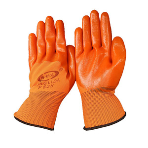 Longlida Orange PVC Work Gloves Full Hanging Anti-Slip General Purpose Safety Gloves - Product Image 1