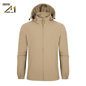 Veste imperméable à capuche pour homme Aonesport, en nylon, col montant, fermeture éclair, coupe classique, veste d'extérieur - Product Image 4