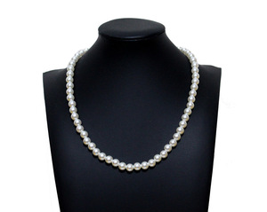 Collar de perlas blancas Estilo Vintage unisex, cadena de plata, 18, 20, 22 y 24 pulgadas - Product Image 3