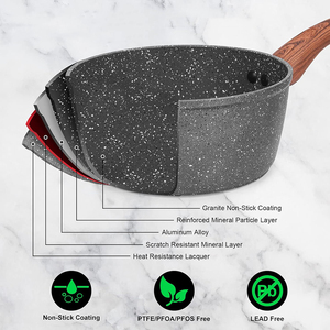 Juego de Ollas y Sartenes de Alta Calidad con Revestimiento de Mármol Moderno, Tapas de Vidrio de Silicona, Asas de Acero Inoxidable, 11 Piezas, Juego de Utensilios de Cocina de Aluminio Forjado - Product Image 6