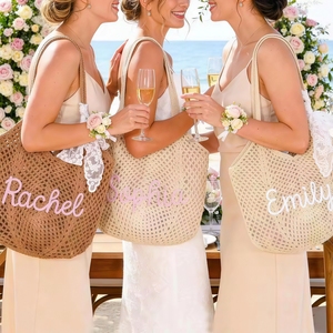 Bolso <span class=keywords><strong>de</strong></span> Playa <span class=keywords><strong>de</strong></span> Ganchillo Personalizado con Nombre, Bolsos <span class=keywords><strong>de</strong></span> Regalo Tejidos a Medida, Recuerdos Hechos a Mano <span class=keywords><strong>para</strong></span> Bodas y Fiestas, Bolso <span class=keywords><strong>de</strong></span> Viaje <span class=keywords><strong>para</strong></span> Mujer - Product Image 3